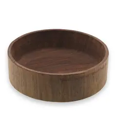 Bol rotund mediu vintage din lemn sculptat manual, finisaj natural inchis, 18cm
