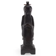 Statueta vintage din lemn sculptat manual, intelept asiatic, 30cm