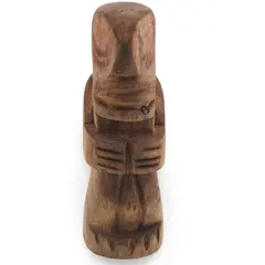Statueta vintage din lemn sculptat manual, model tribal, 15cm