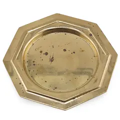 Tava octogonala vintage din alama, finisaj patinat
