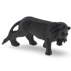 Figurina leu vintage din lemn sculptat manual, model realist in mers, 25cm