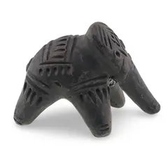 Figurina elefant vintage din lut cu motive tribale sculptate, 9cm
