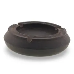 Scrumiera vintage din lemn sculptat manual, model rotunjit cu margini fine, 10cm