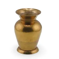 Vaza mica din alama vintage, model auriu simplu, 7,5cm