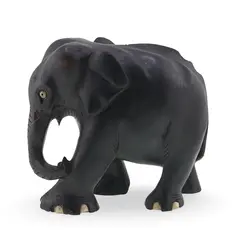 Figurina elefant din lemn vintage, model sculptat manual negru, 13cm