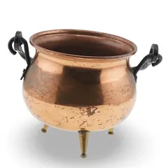 Ceaun mic din cupru vintage, model cupru cu picioare aurii, 8cm
