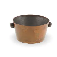 Vas mic din cupru vintage, model cu manere laterale, 7cm
