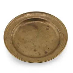 Farfurie mica din alama vintage, model rotund simplu, 11cm