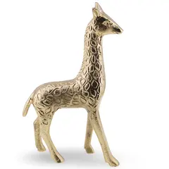 Figurina girafa din metal vintage, model auriu texturat, 19cm