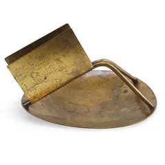 Suport pentru scrisori din alama vintage, model auriu cu tava ovala, 12cm
