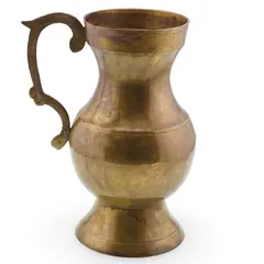 Cana mare din alama vintage, model auriu cu maner lucrat, 14cm