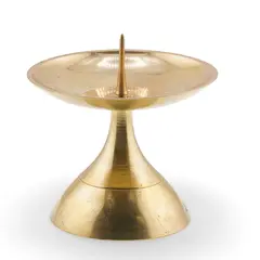 Sfesnic din alama vintage, model auriu cu varf pentru lumanare, 7cm