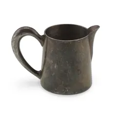Cana mica din metal vintage, model argintiu inchis, 4cm