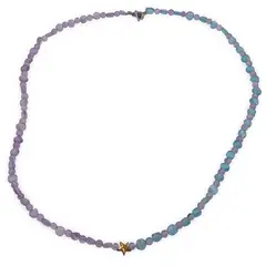 Colier Ametist si Apatit sfere si banuti 3-5mm cu steluta din Hematit auriu 6mm