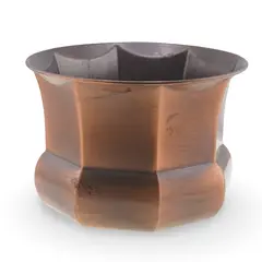 Ghiveci vintage din cupru cu design geometric ondulat, 14,5cm