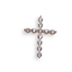 Pandantiv din cupru placat cu aur 18k, model cruce cu zirconii rotunde