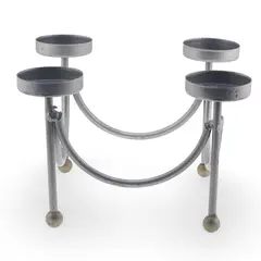 Suport vintage din metal pentru patru lumanari, design semicerc, 15cm