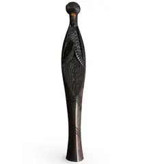 Statueta vintage din lemn sculptat manual, figura feminina stilizat alungita, 40cm