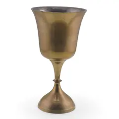 Pocal vintage din alama, picior inalt si cupa conica, 15cm