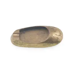 Scrumiere vintage din alama, forma de papuc gravat, 7cm
