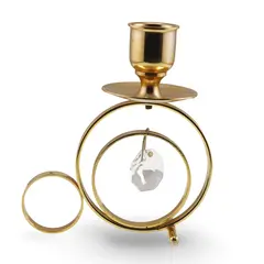 Sfesnic vintage din alama cu cristal decorativ, 10cm