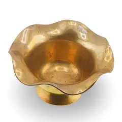 Bol vintage din alama, margine ondulata, 16cm
