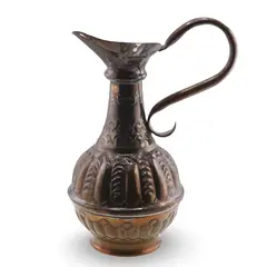 Ulcior vintage din cupru ciocanit, model oriental cu relief, 22cm