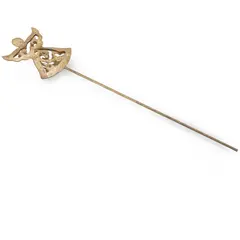 Decoratiune vintage din alama in forma de inger pe suport lung, 26cm