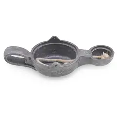 Lampa cu ulei vintage din metal, model oriental cu fitil, 17cm