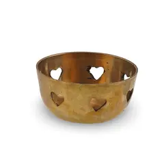 Suport vintage din alama cu decupaje in forma de inima, 5cm