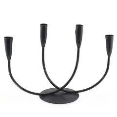 Sfesnic vintage din metal negru pentru patru lumanari, 22cm