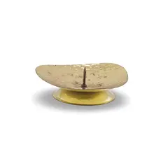 Sfesnic vintage din metal ciocanit, model cu tepus pentru lumanare, 5cm