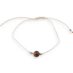 Bratara snur crem, Ochi de tigru sfera 8mm