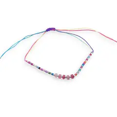 Bratara snur multicolor, Agat roz discuri 5mm