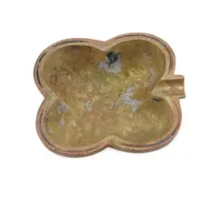 Scrumiera vintage din alama in forma de trifoi, 7cm