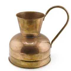 Ulcior vintage din alama cu gat evazat si maner curbat, 21cm
