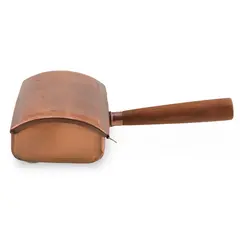Perie pentru covor vintage din cupru cu maner din lemn, 19cm