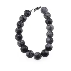 Bratara Obsidian fulg de nea sfere 10mm