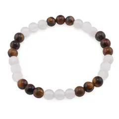 Bratara pe elastic Ochi de tigru si Cristal de stanca sfere 6mm