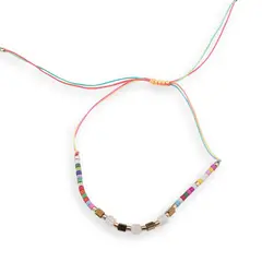 Bratara snur multicolor, Sidef alb cuburi