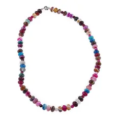 Colier Agat multicolor discuri fatetate 8mm si sfere fatetate 4mm