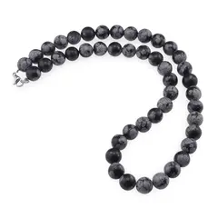 Colier Obsidian fulg de nea sfere 10mm
