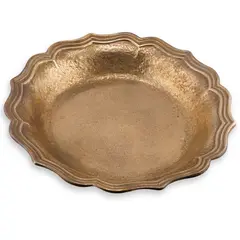 Bol vintage din alama cu margine dubla ornamentala, 25cm