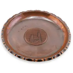 Tava vintage din cupru gravata, model catedrala Viena, 22cm