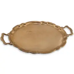 Tava vintage din alama cu doua manere laterale, 29cm