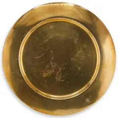 Tava vintage rotunda din alama simpla, margine clasica, 30cm