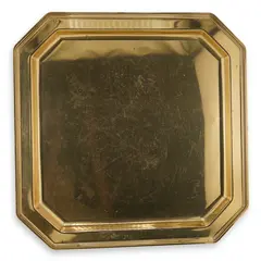 Tava vintage patrata din alama cu margine ornamentala, 33cm