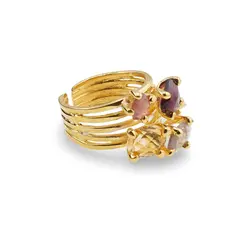 Inel din argint 925 placat cu aur 14k cu cristale incrustate, model spiralat deschis - marimea 54