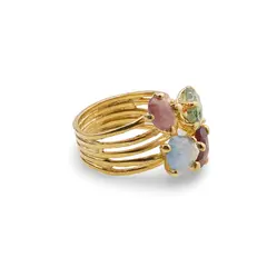 Inel din argint 925 placat cu aur 14k cu cristale incrustate, model spiralat - marimea 55