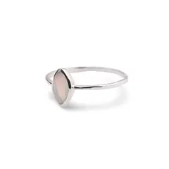 Inel din argint 925 subtire cu Opal de foc, marimea 57 - montura oval ascutit